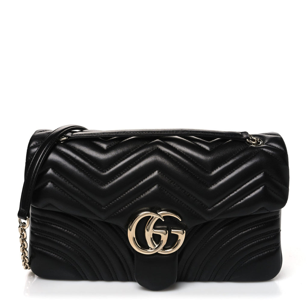 Lambskin Matelasse Large GG Marmont Shoulder Bag Black