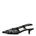 Suede Mesh Crystal GG Monogram Slingback Pumps 36.5 Black