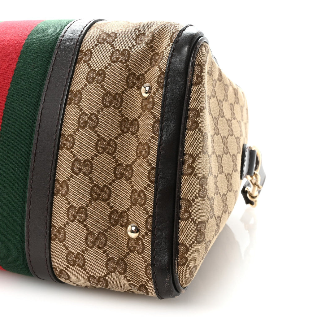 Monogram Selleria Calfskin Vintage Web Medium Boston Beige Ebony Cocoa