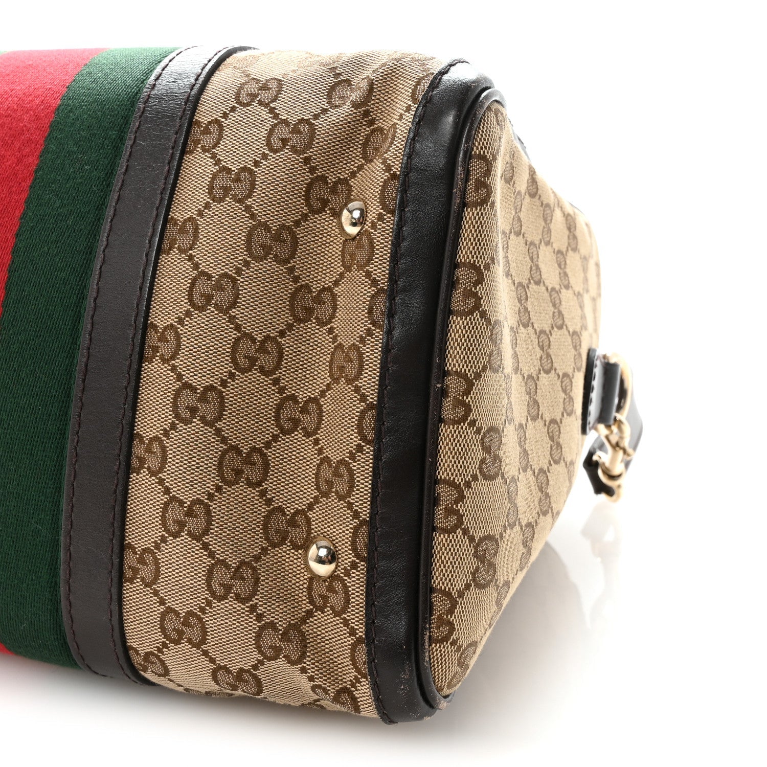 Monogram Selleria Calfskin Vintage Web Medium Boston Beige Ebony Cocoa