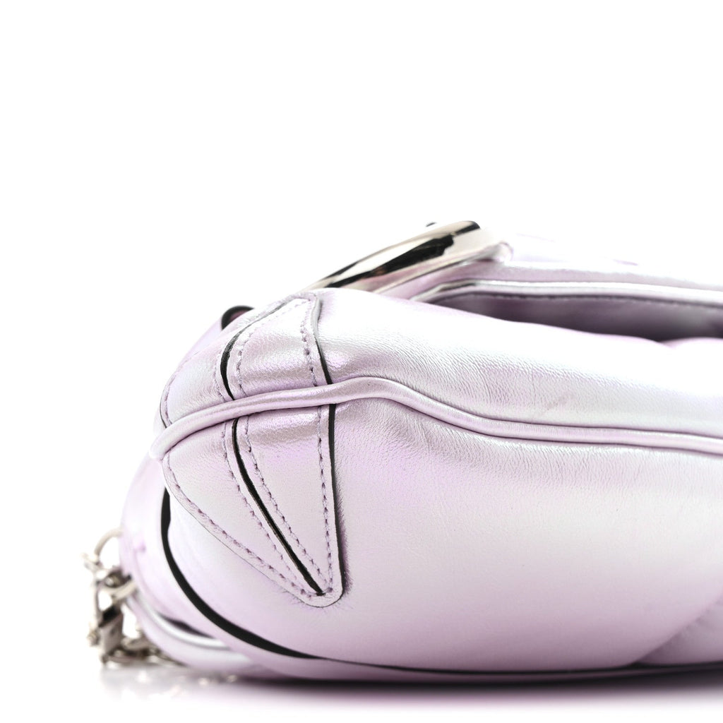 Iridescent Nappa Vertical Matelasse Medium Maxi Horsebit Chain Shoulder Bag Escape Pink