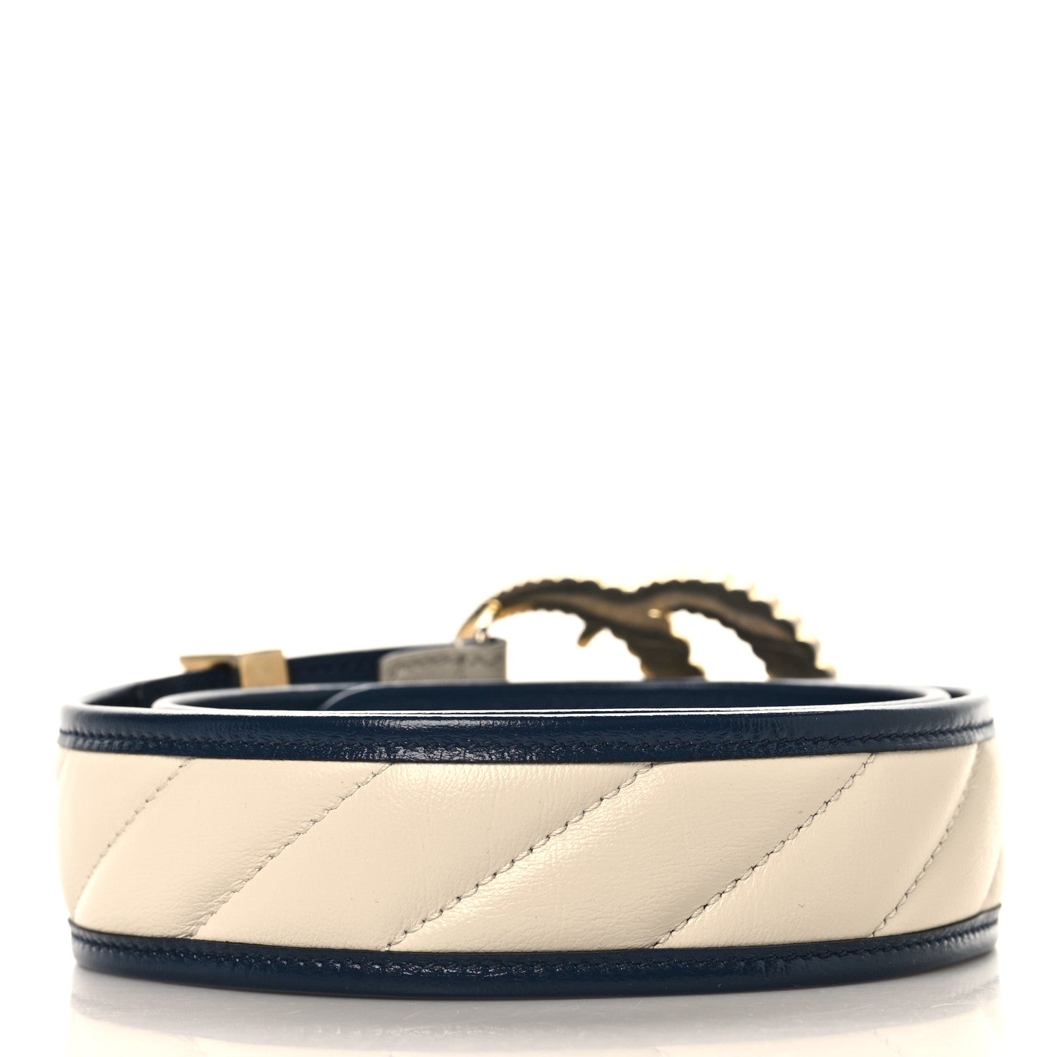 Azalea Calfskin Matelasse Diagonal Torchon Double G 40mm Belt 75 30 Mystic White Blue Agata 75/30 Mystic White Blue Agata