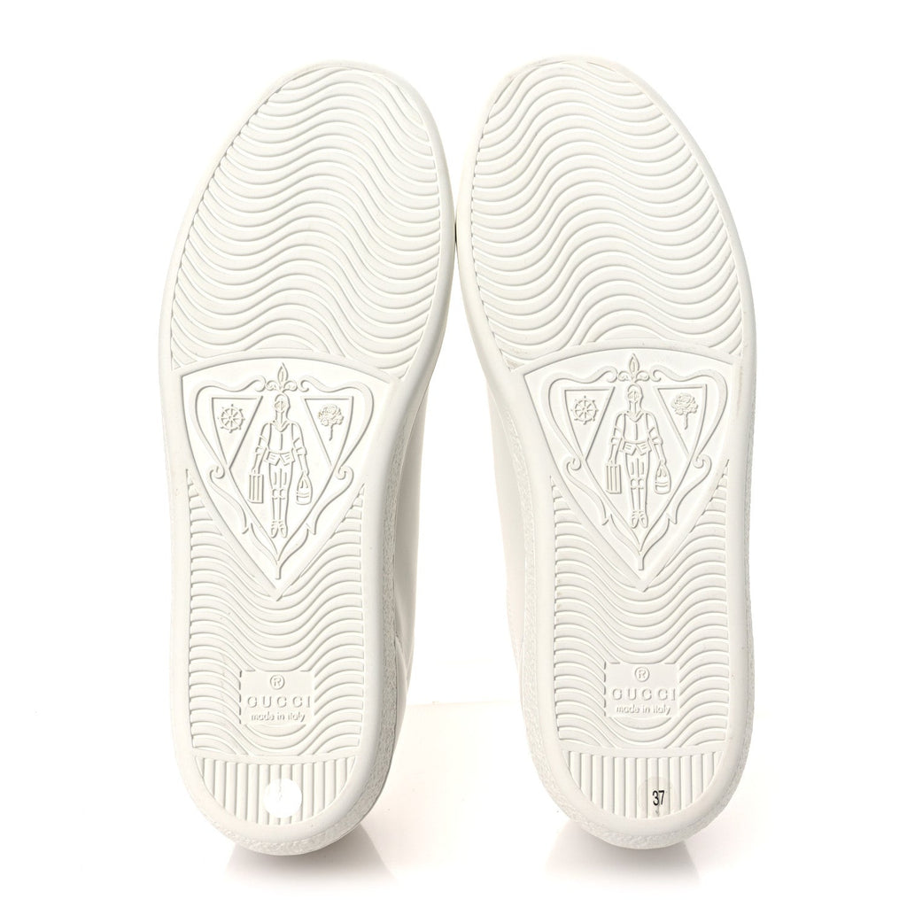 Calfskin Interlocking G Perforated Womens Ace Sneakers 37 White Grey Sky