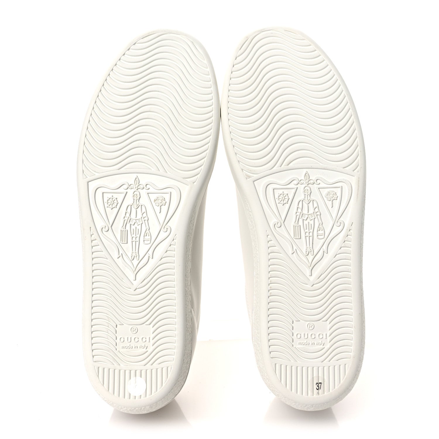 Calfskin Interlocking G Perforated Womens Ace Sneakers 37 White Grey Sky