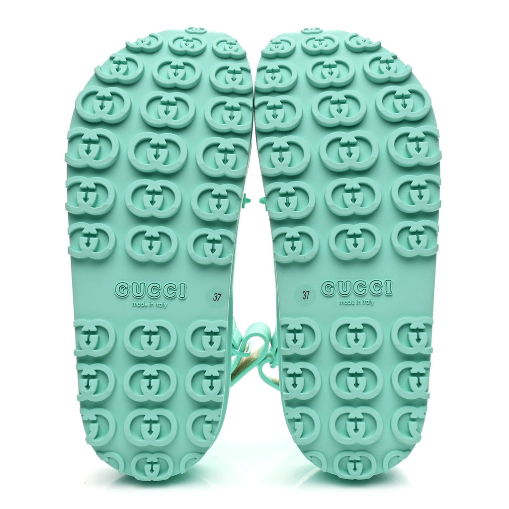 Soft Rubber Horsebit Womens Slingback Sandals 37 Teal Cyan