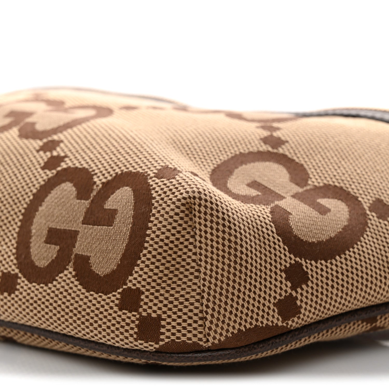 Monogram Jumbo GG Textured Dollar Calfskin Web Belt Bag Camel Ebony New Acero