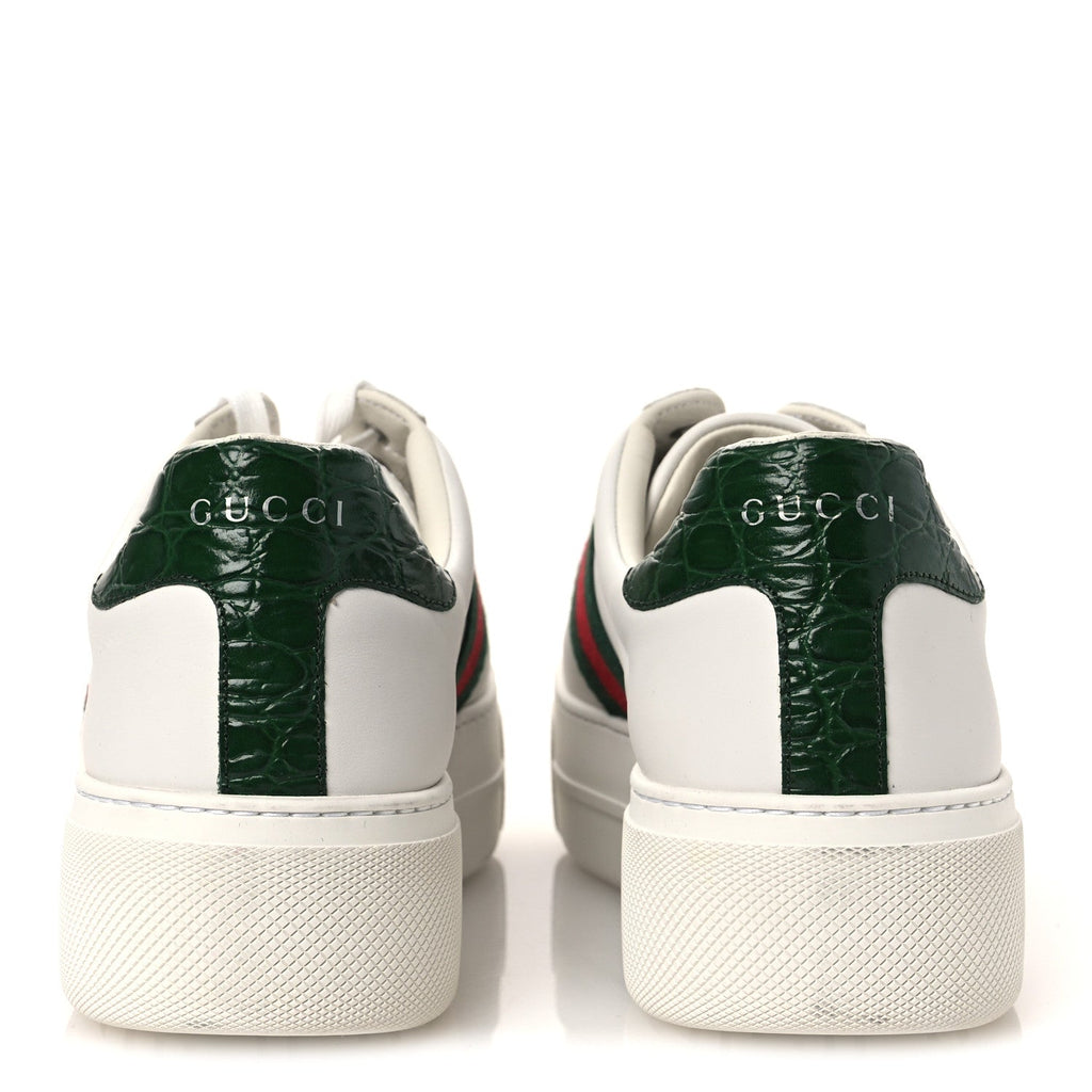 Ultralight Plume Calfskin Web Womens Ace Platform Sneakers 41 White
