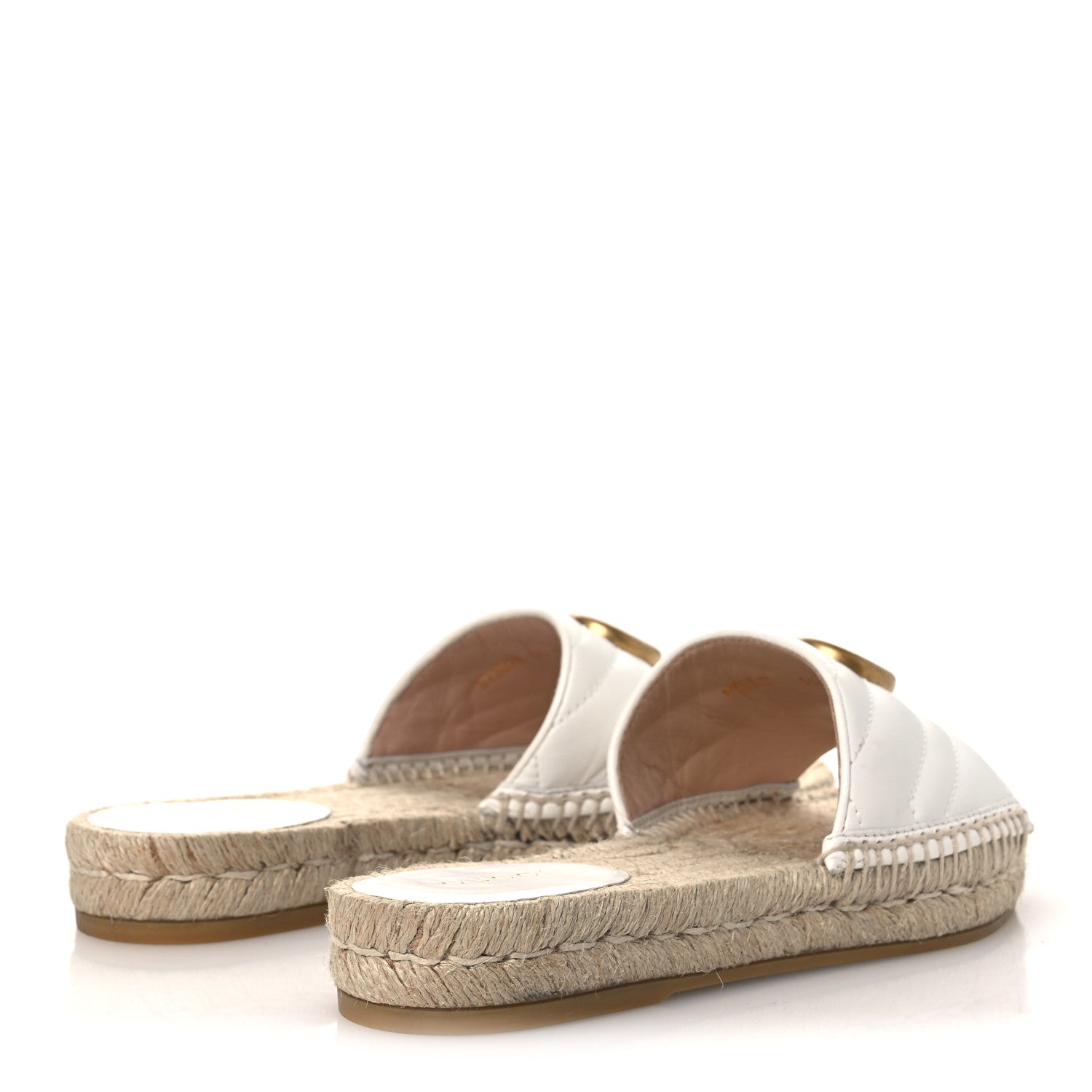Nappa Matelasse GG Marmont Espadrille Slide Sandals 35 Great White