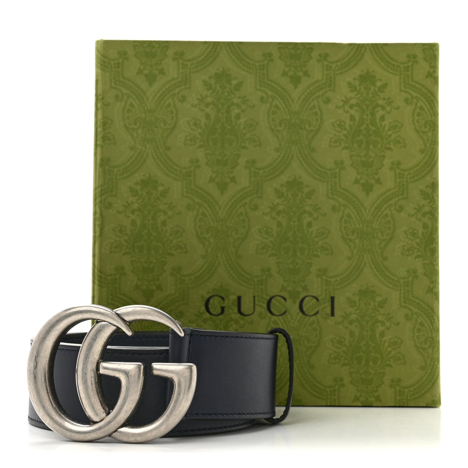 Moon Calfskin Nickel Double G 40mm Belt 75 30 Blue
