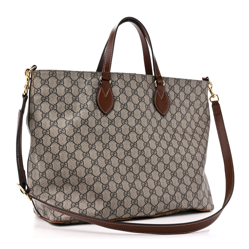 Soft GG Supreme Monogram Medium Crossbody Tote Beige Cuir