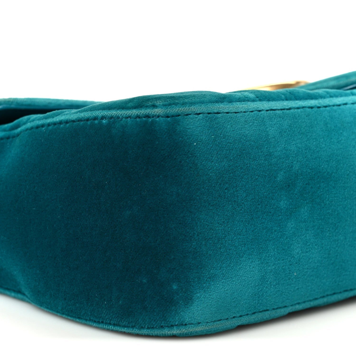 Velvet Matelasse Small GG Marmont Shoulder Bag Pavone Cyan