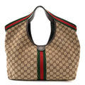 GG Monogram Web Large Giglio Tote Beige Brown