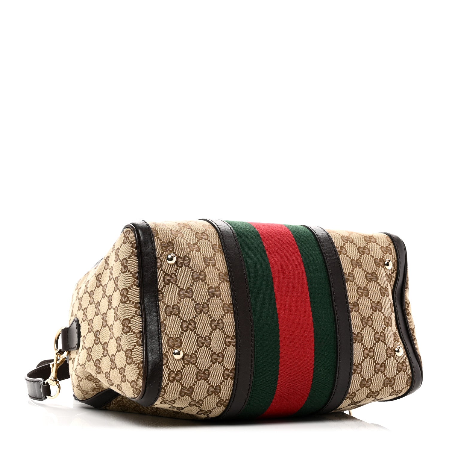 Monogram Selleria Calfskin Vintage Web Medium Boston Beige Ebony Cocoa
