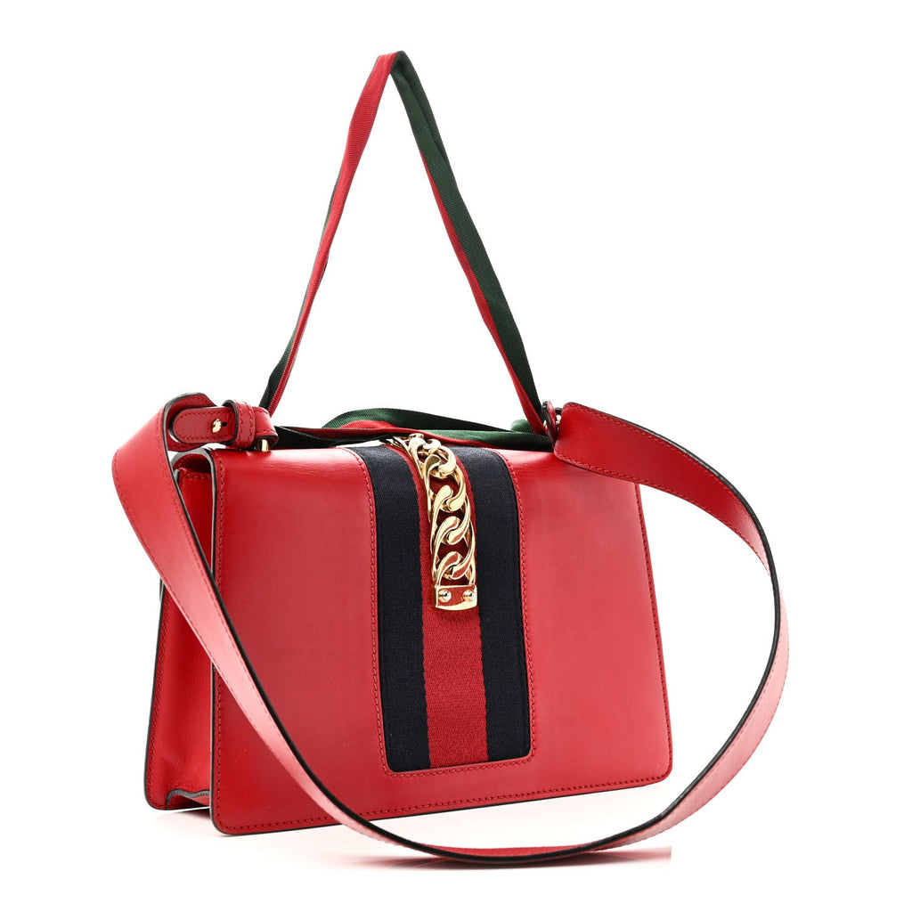 Calfskin Small Sylvie Shoulder Bag Hibiscus Red