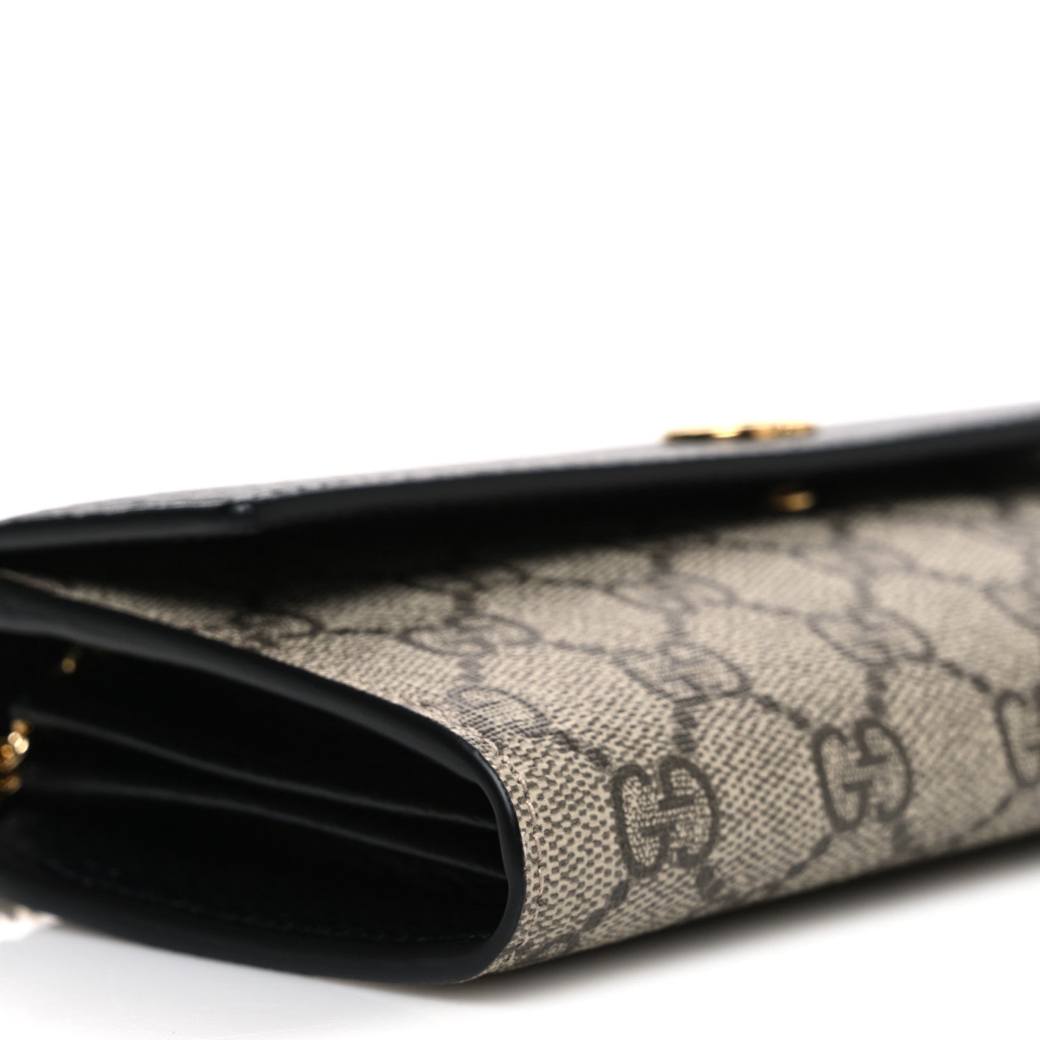 Dollar Calfskin GG Supreme Monogram Petite GG Marmont Wallet Chain Bag Black Beige Ebony