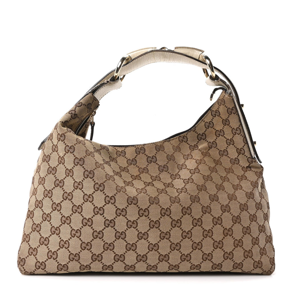 Monogram Medium Horsebit Chain Hobo Off White