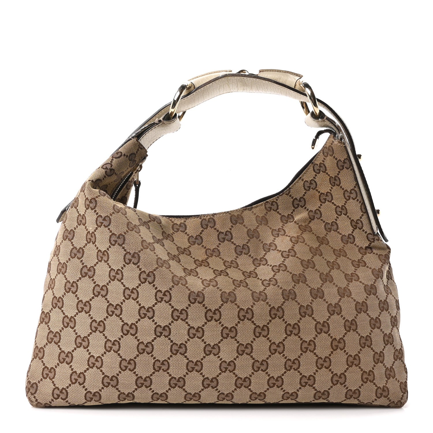 Monogram Medium Horsebit Chain Hobo Off White