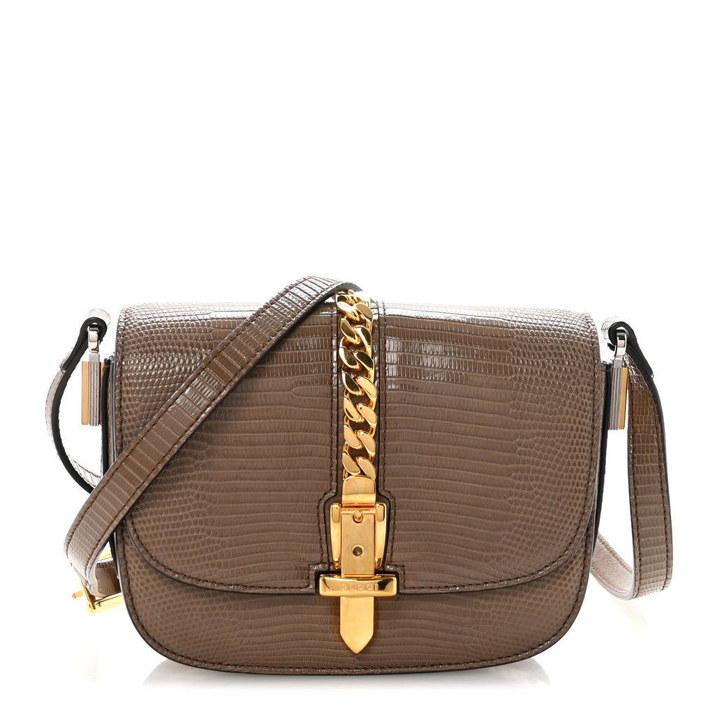 Lizard Mini Sylvie 1969 Messenger Bag Taupe