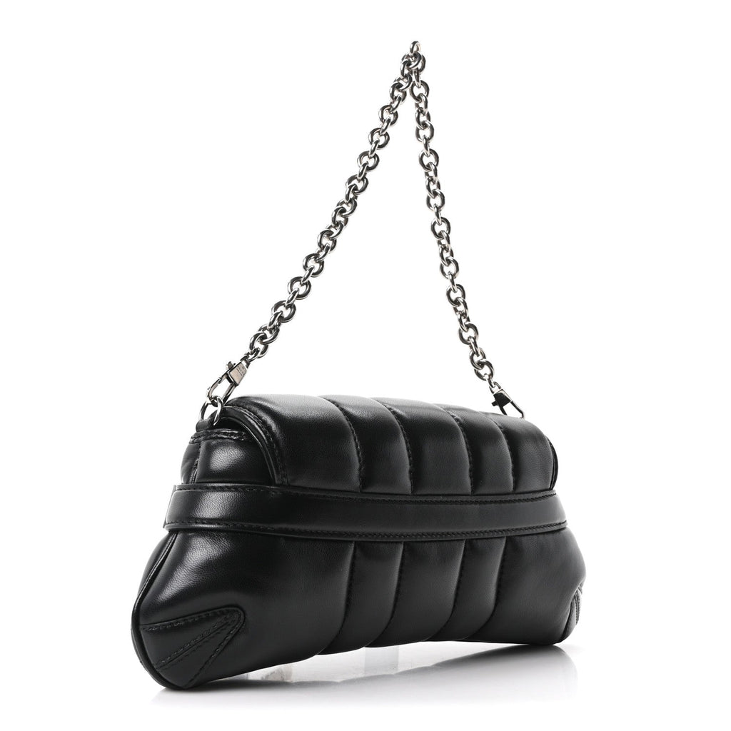 Nappa Vertical Matelasse Small Maxi Horsebit Chain Shoulder Bag Black