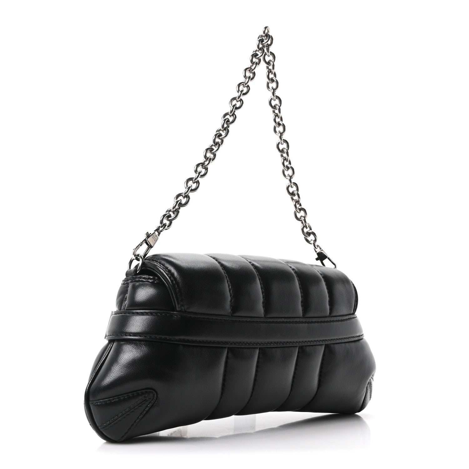 Nappa Vertical Matelasse Small Maxi Horsebit Chain Shoulder Bag Black