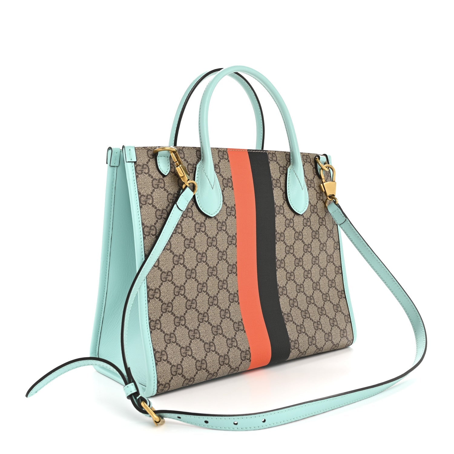 GG Supreme Monogram Textured Dollar Calfskin Web Gucci Tiger Small Retro Interlocking G Tote Bag Multicolor