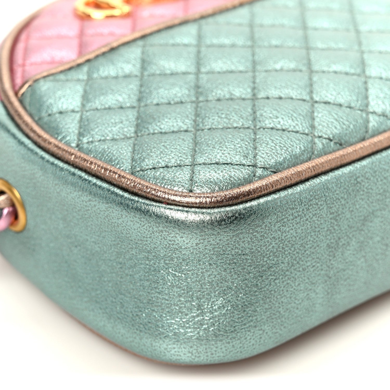 Laminated Nappa Trapuntata Mini Zumi Dome Shoulder Bag Rosa Lago Rame