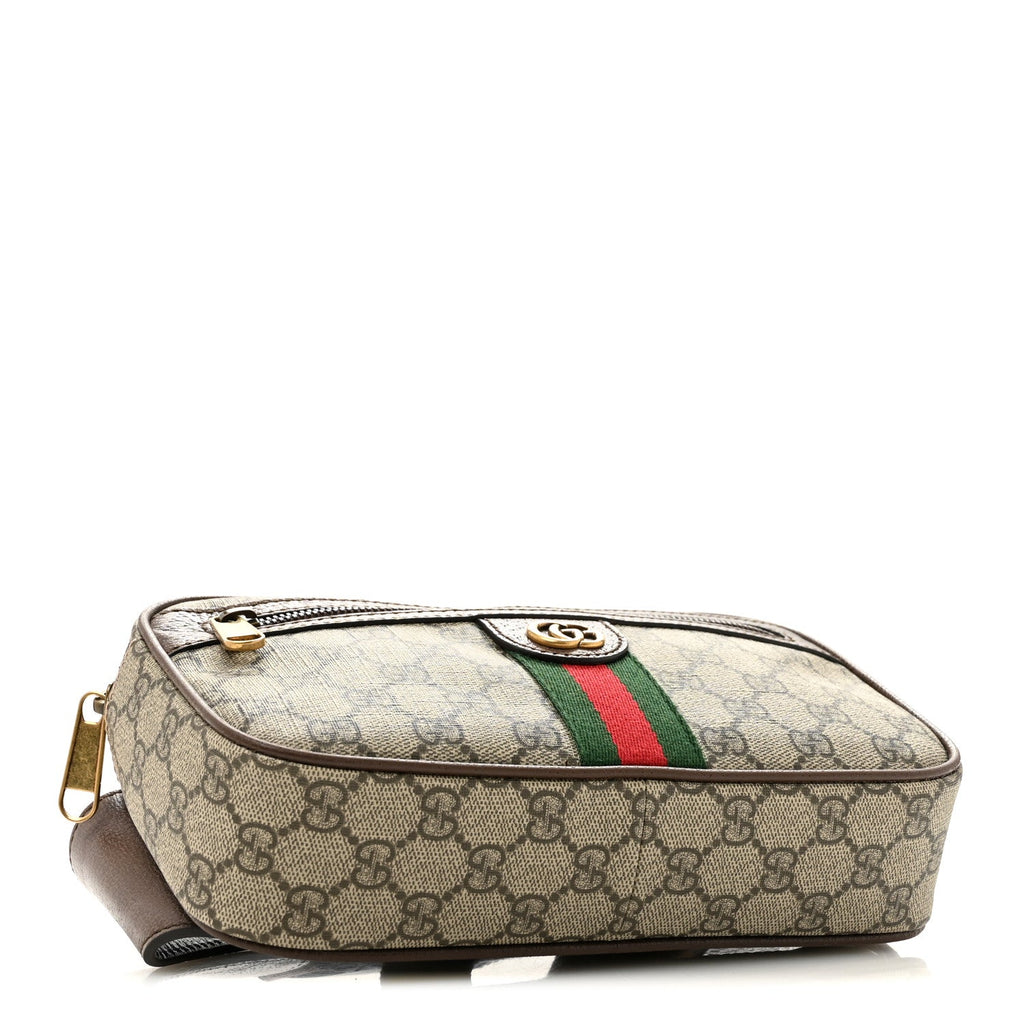 Soft GG Supreme Monogram Medium Ophidia Belt Bag Dark Brown
