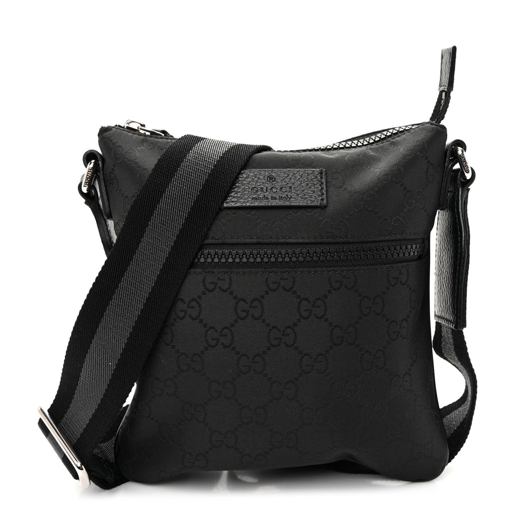 Nylon Monogram Mini Flat Messenger Bag Black
