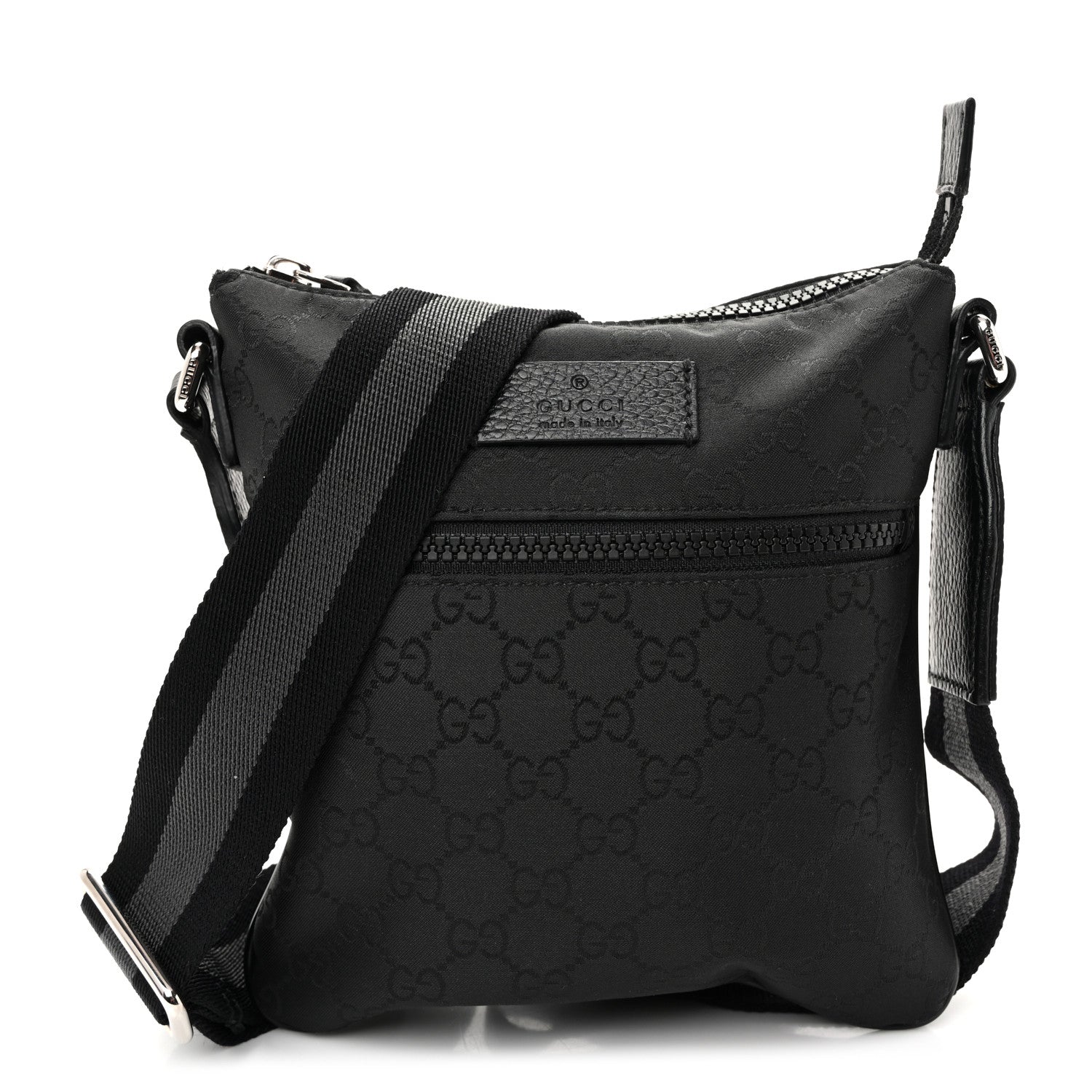 Nylon Monogram Mini Flat Messenger Bag Black