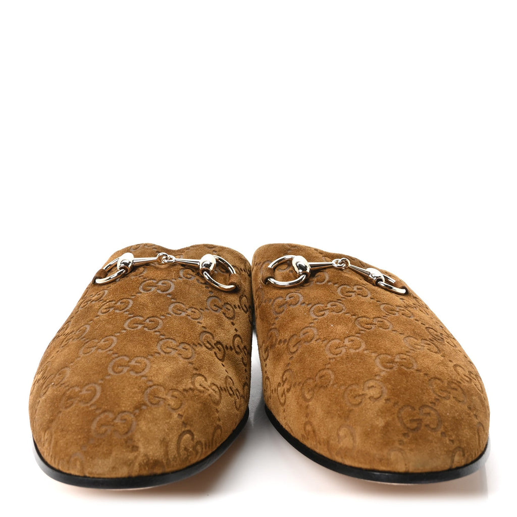 Suede Cachemire Monogram Mens Princetown Slippers 10 Pepper Brown