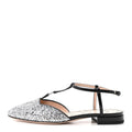 Calfskin Glitter Double G Slingback Flats 37 Silver Black