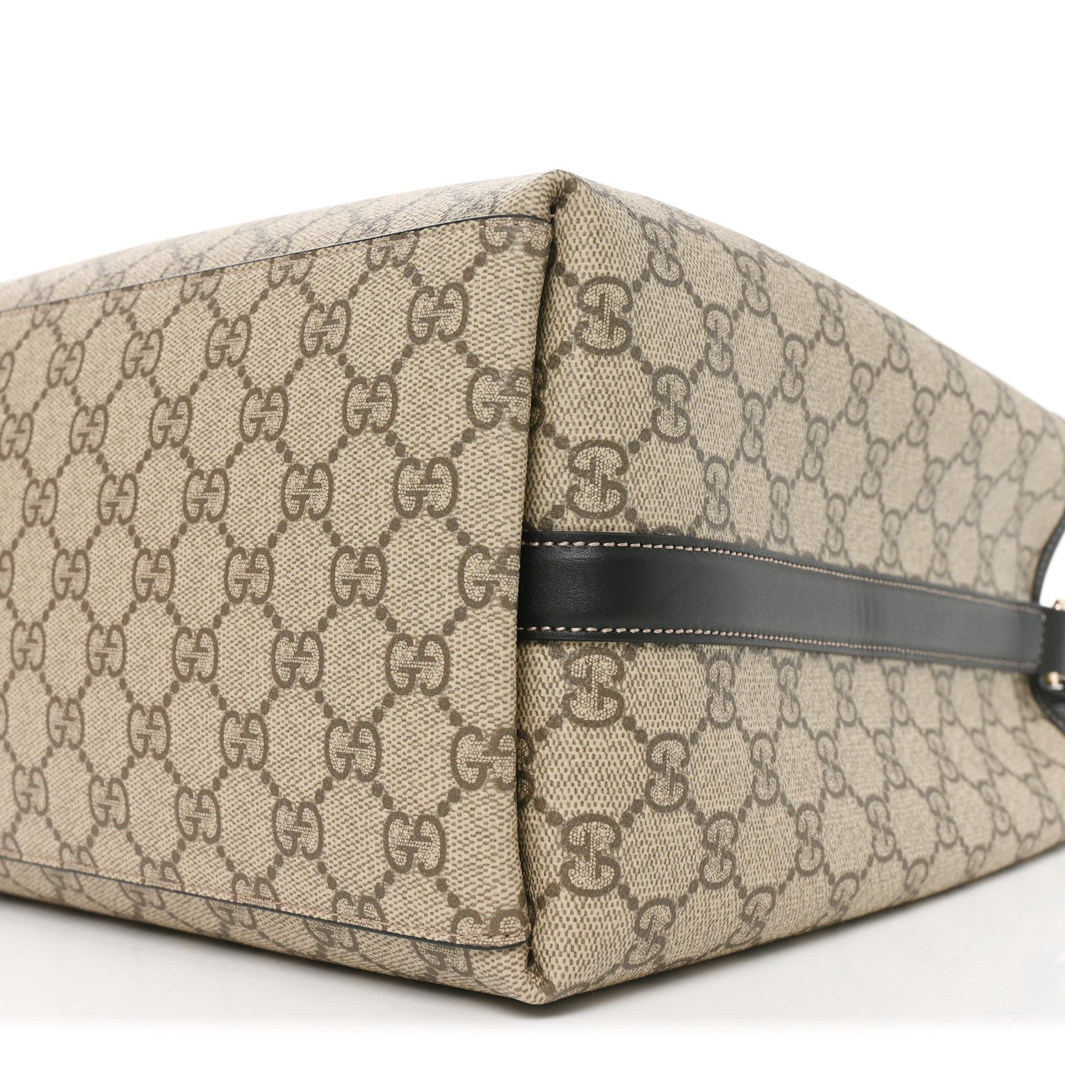 GG Supreme Monogram Medium Emblem Bucket Bag Beige Dark Brown Black