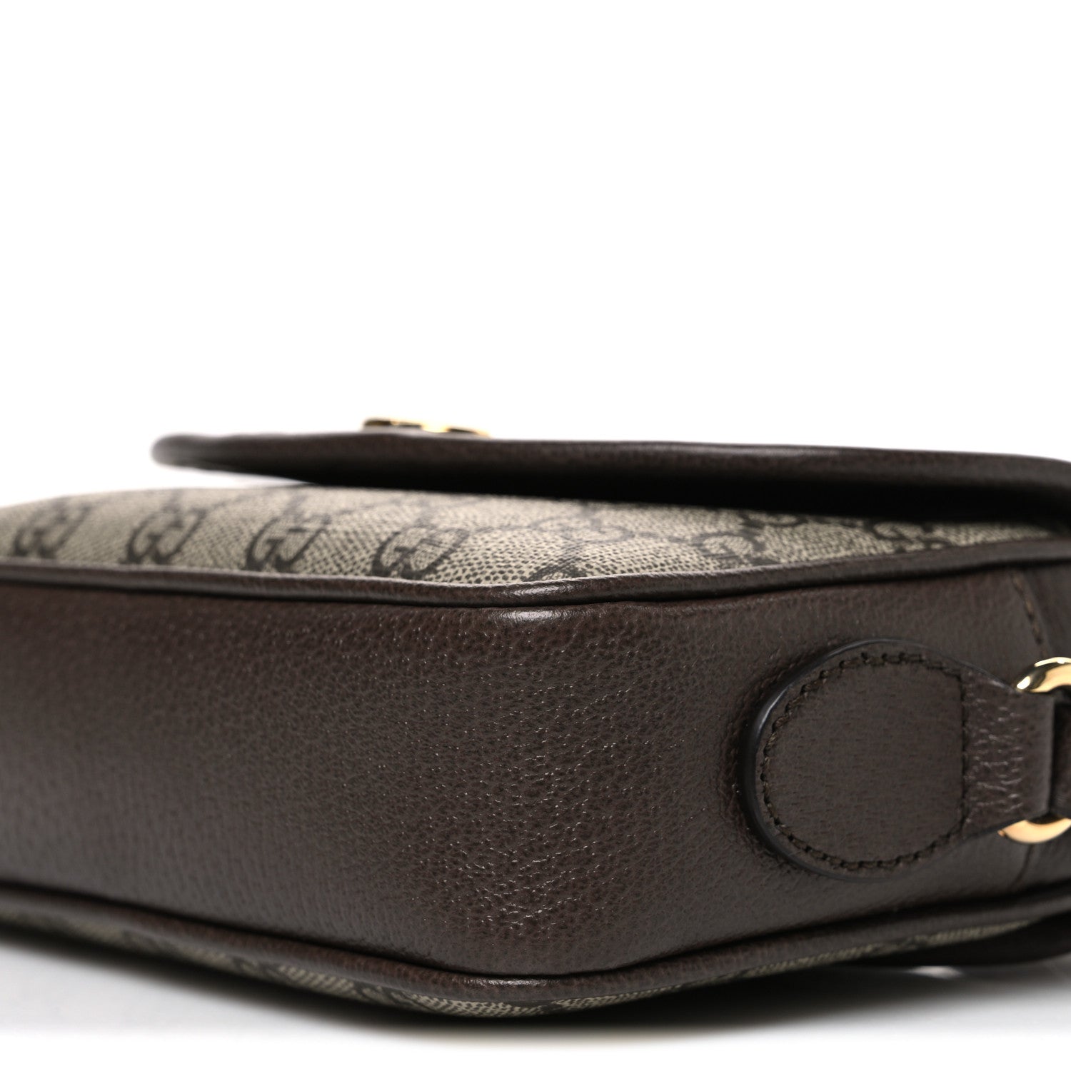 GG Supreme Monogram Textured Dollar Calfskin Mini Ophidia Flap Shoulder Bag Beige Ebony New Acero