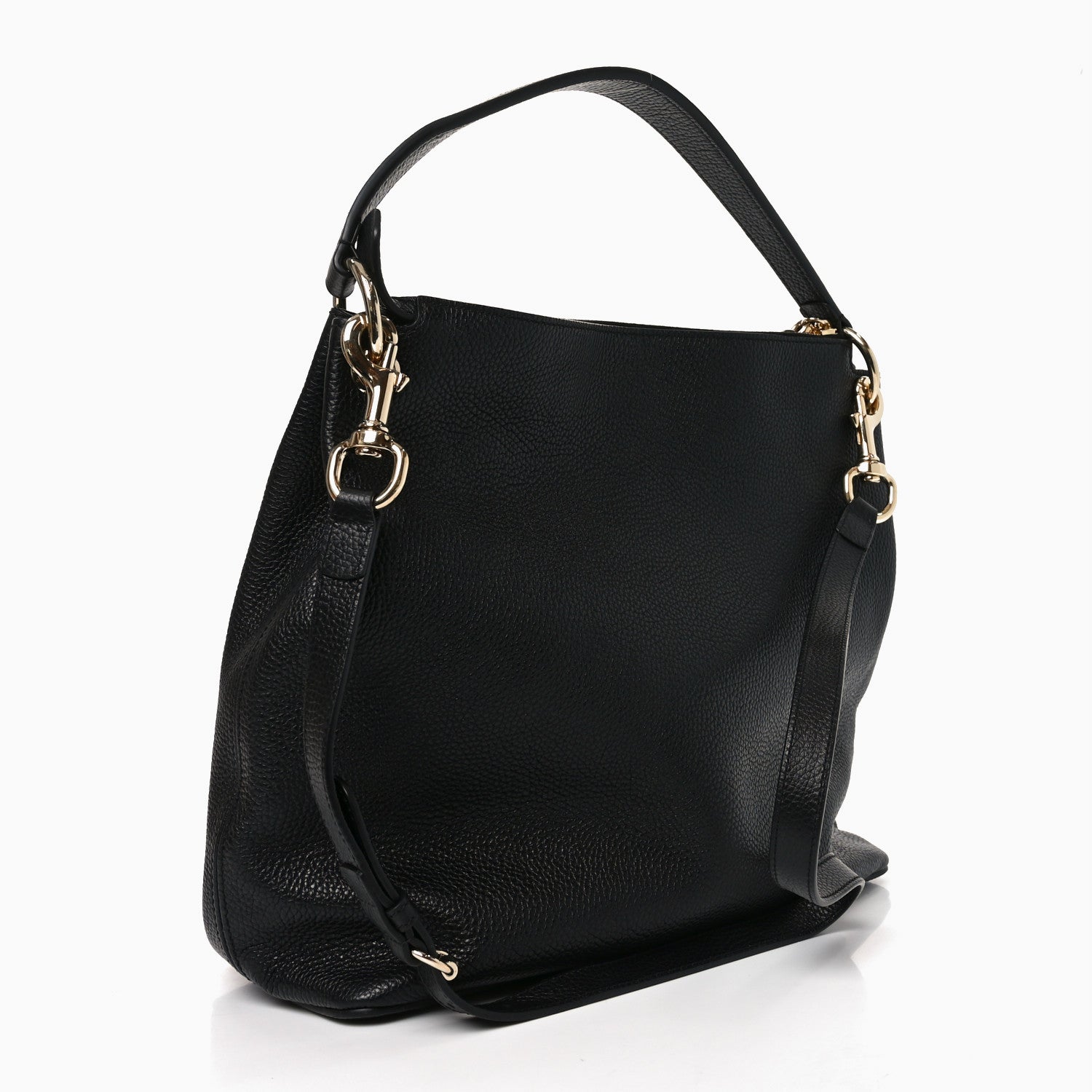 Pebbled Calfskin Large Soho Hobo Black