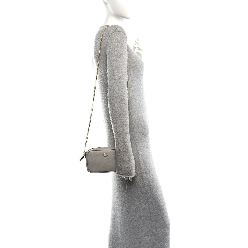 Dollar Calfskin Super Mini GG Marmont Chain Shoulder Bag Deep Grey