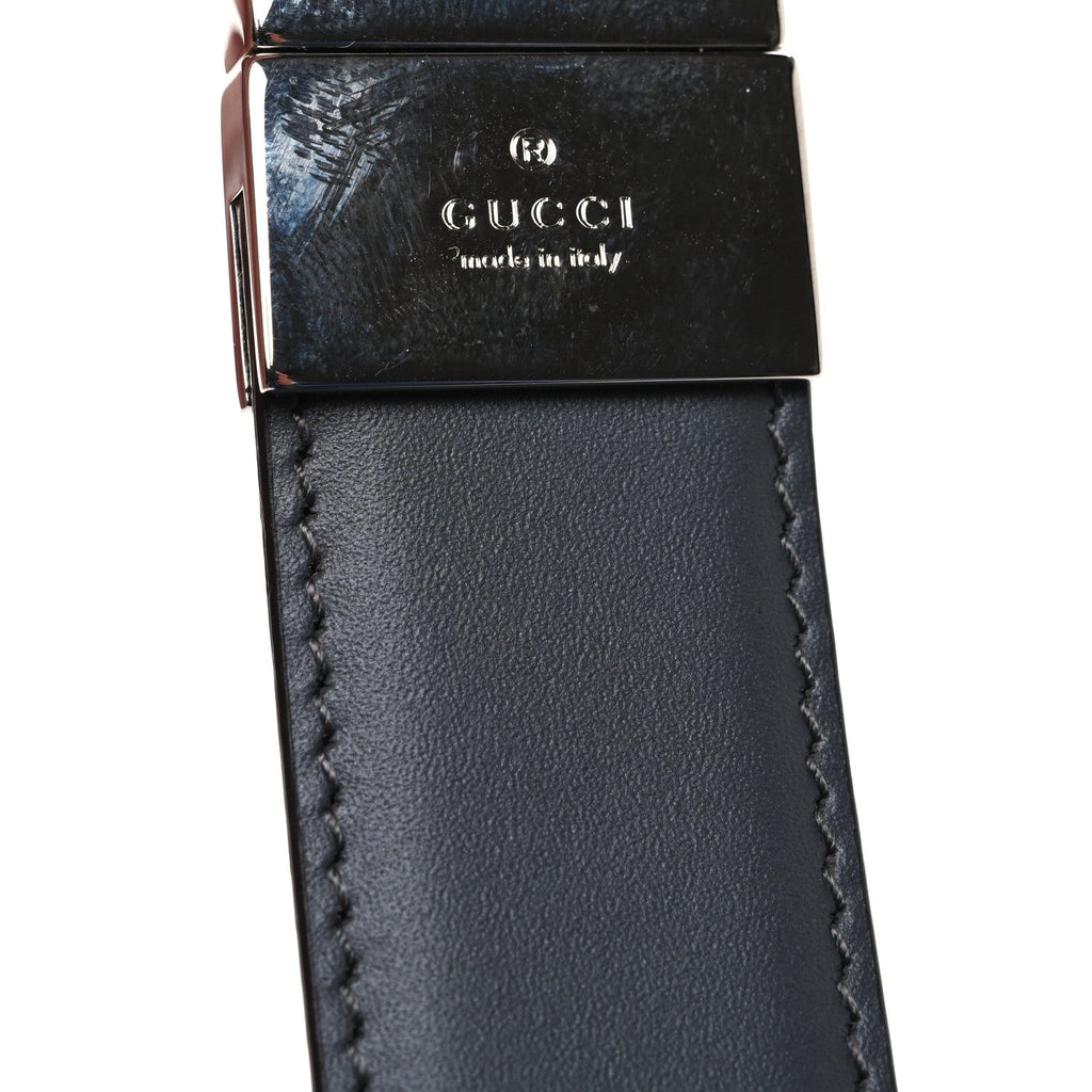 Selleria Calfskin GG Supreme Monogram Reversible Belt 90 36 Graphite Grey Black