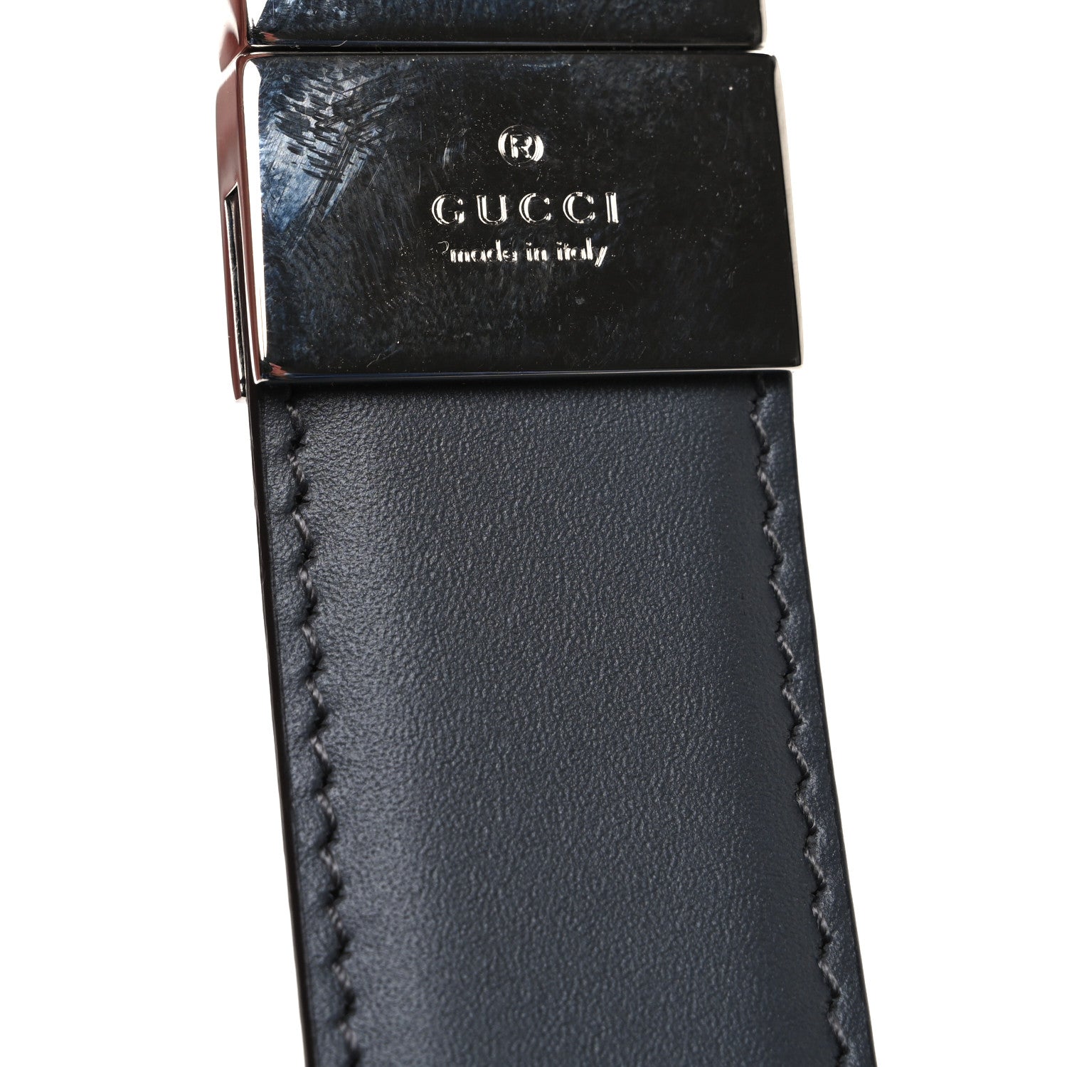 Selleria Calfskin GG Supreme Monogram Reversible Belt 90 36 Graphite Grey Black