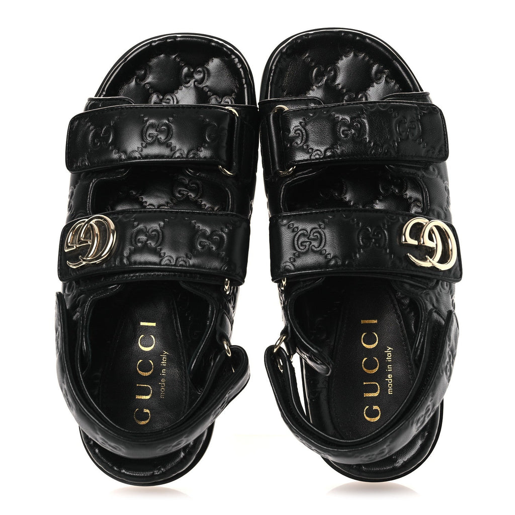 Guccissima GG Embossed Womens Sandals 37 Black