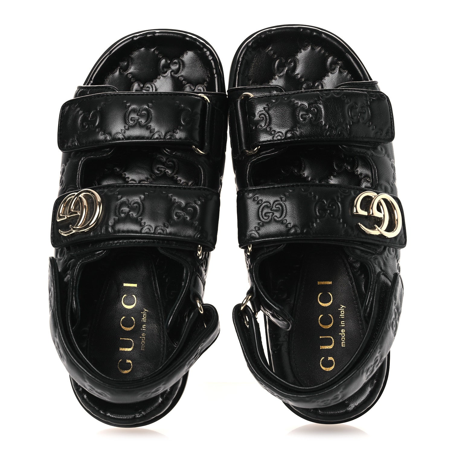 Guccissima GG Embossed Womens Sandals 37 Black