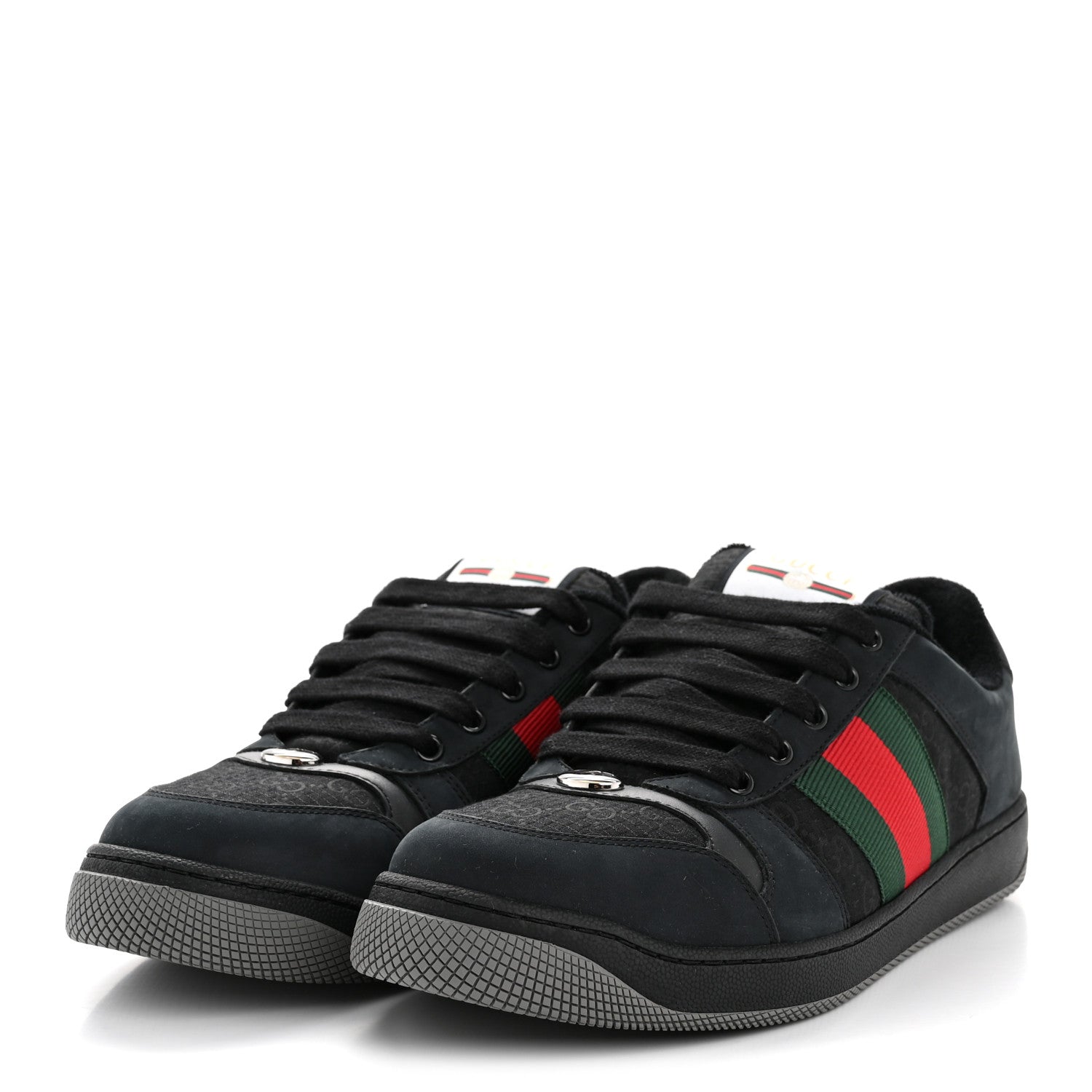 Calfskin Nylon GG Monogram Calfskin Web Mens Screener Sneakers 8.5 Black
