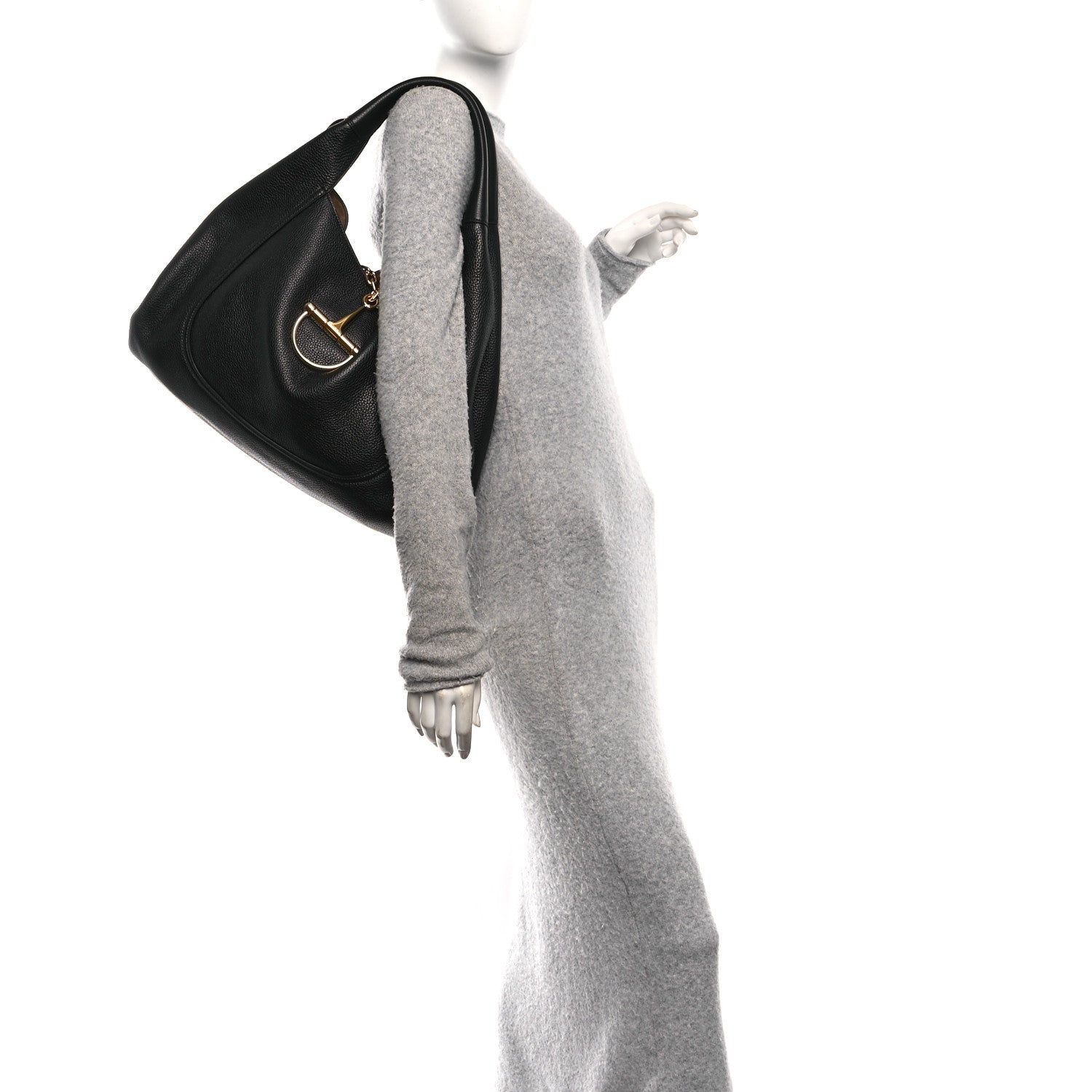 Grained Calfskin Softbit Maxi Shoulder Bag Black