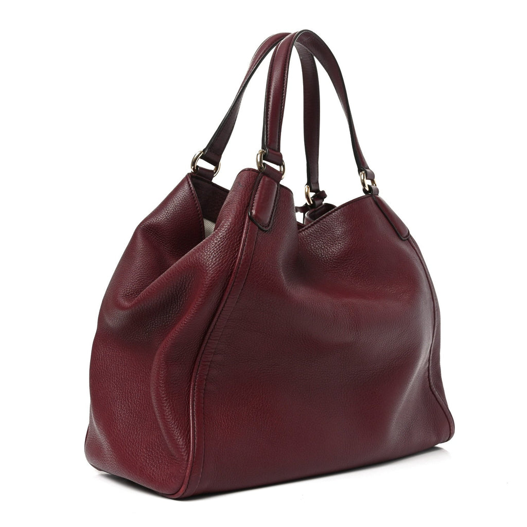 Pebbled Calfskin Medium Soho Shoulder Bag Bordeaux