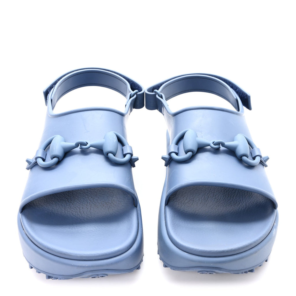 Soft Rubber Horsebit Touch Mens Strapped Sandals 9 Washed Indigo
