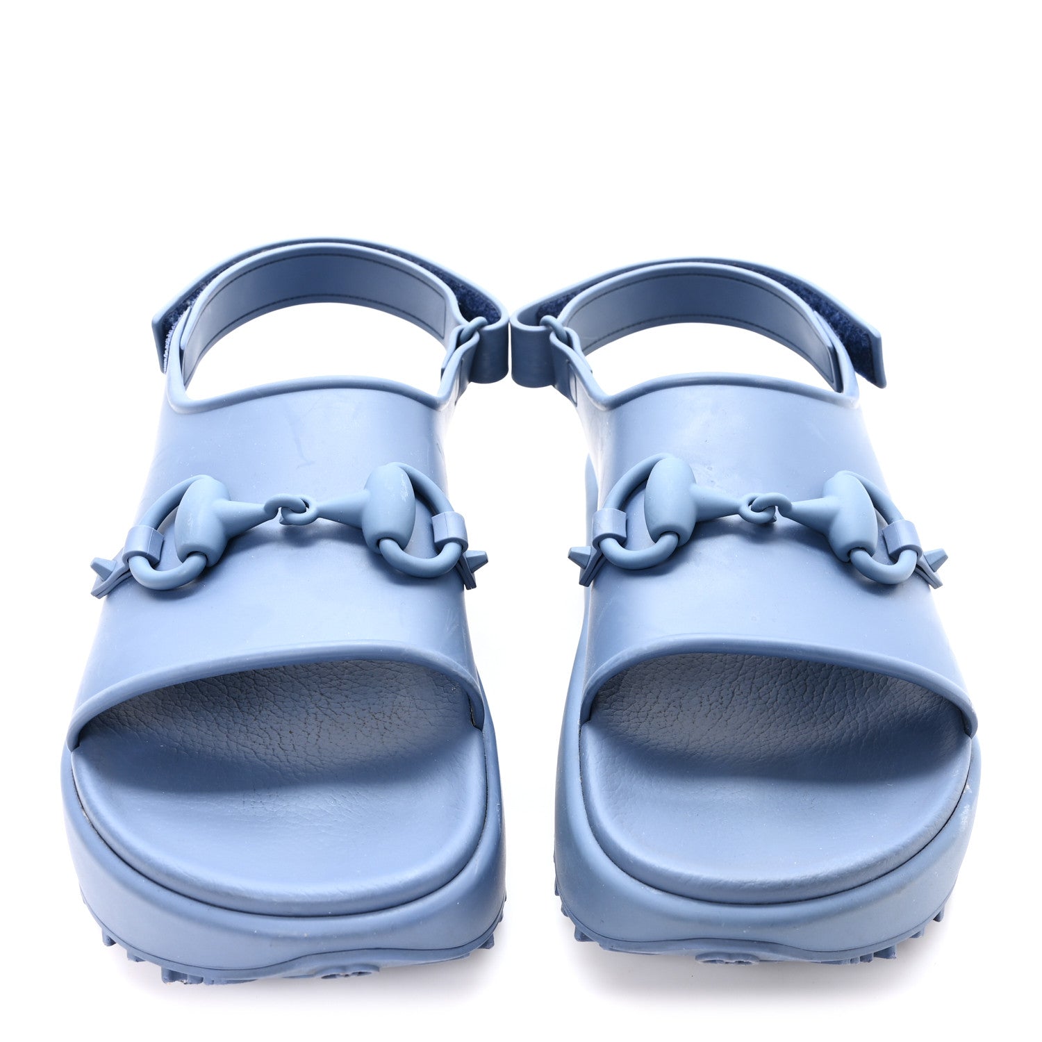 Soft Rubber Horsebit Touch Mens Strapped Sandals 9 Washed Indigo
