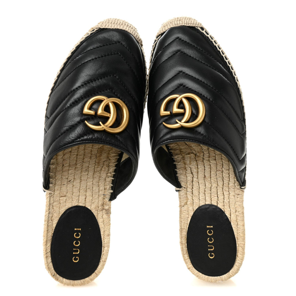 Nappa Matelasse GG Marmont Espadrille Slippers 36 Black