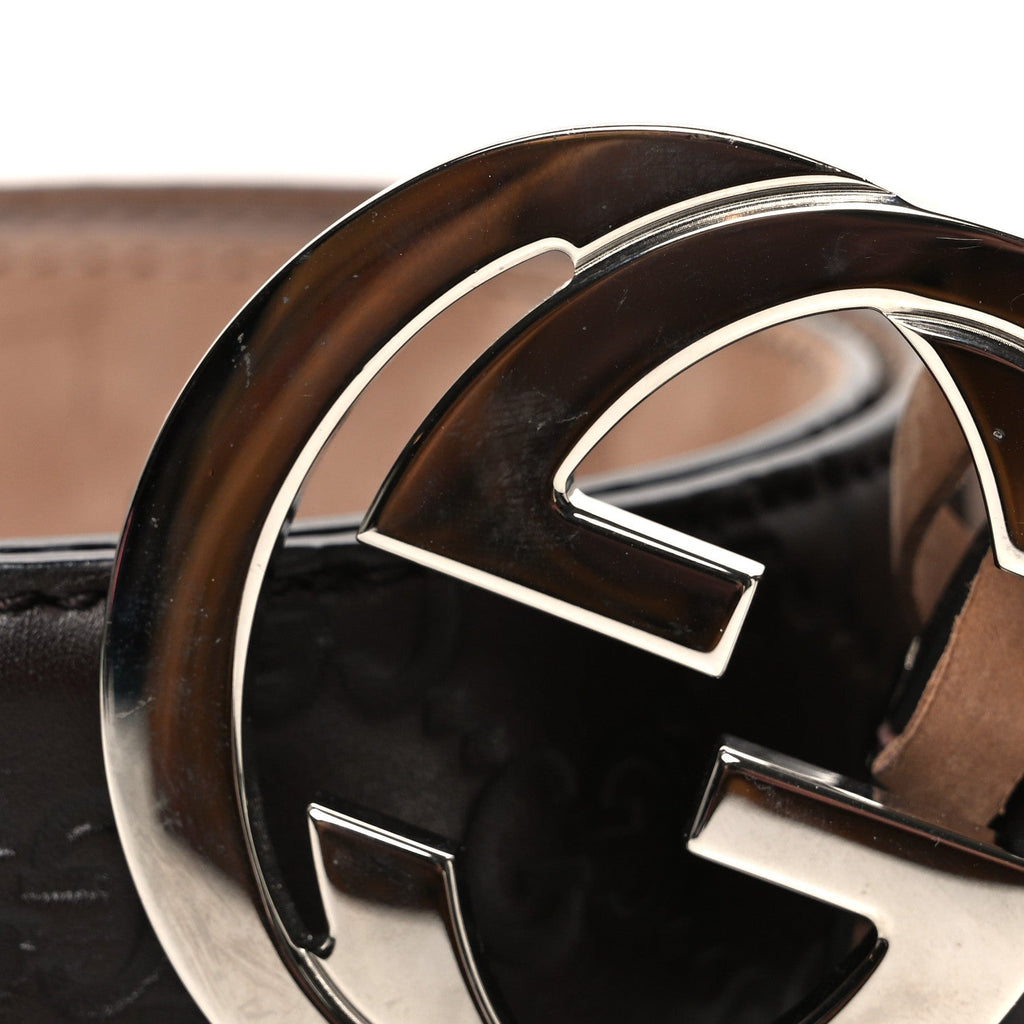 Calfskin Interlocking G Belt 95 38 Dark Brown