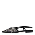 Suede Mesh Crystal GG Monogram Slingback Ballet Flats 39.5 Black 39 Black
