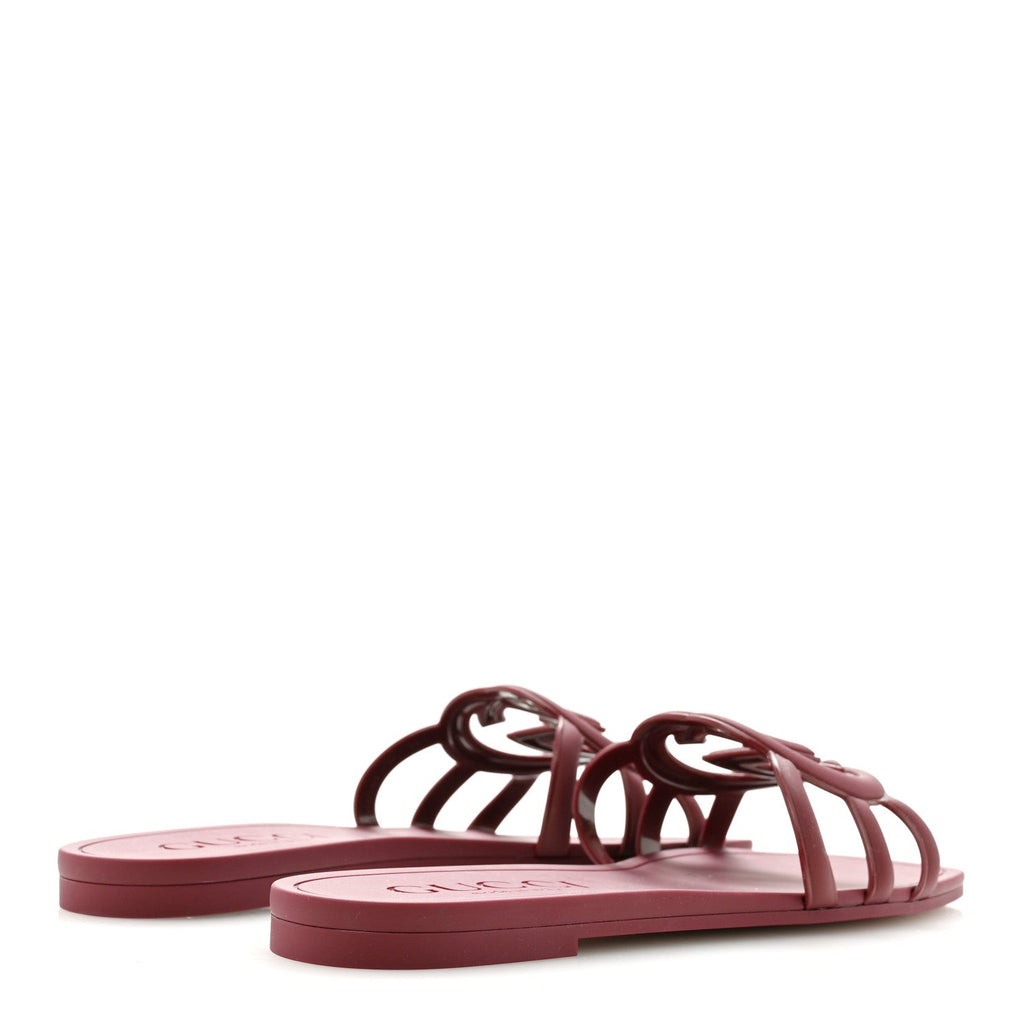 Rubber Womens Interlocking G Slide Sandals  39 Rosso Ancora