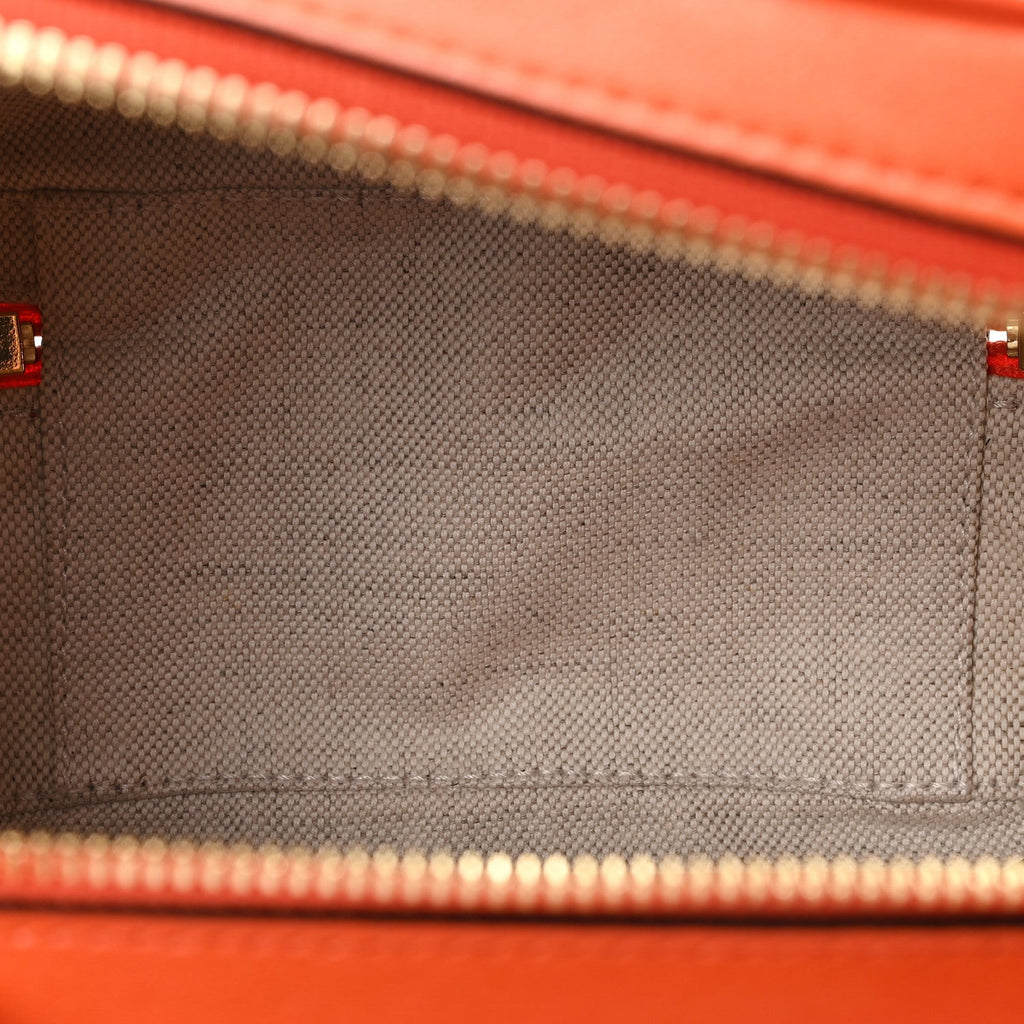 Sakai Be Green Calfskin Diagonal Stitched Blondie Top Handle Bag Orange