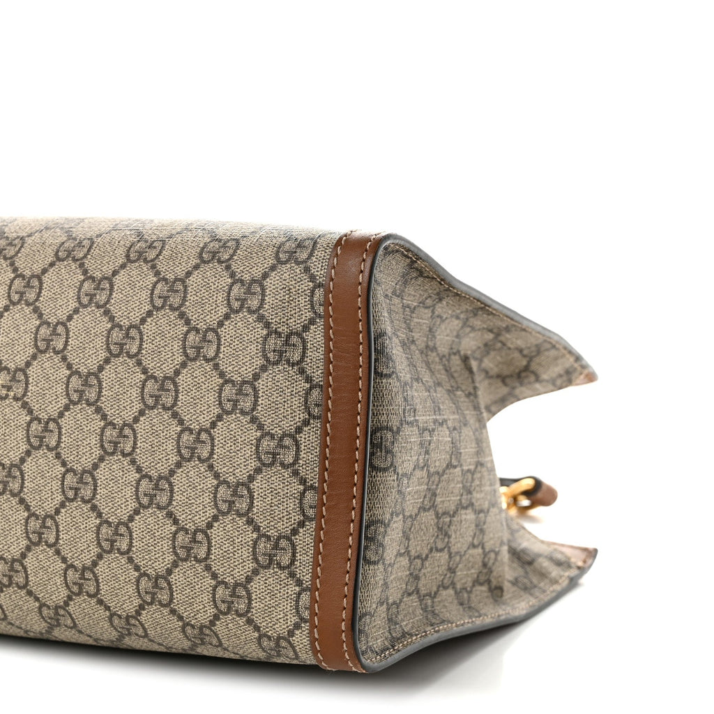 GG Supreme Monogram Medium Padlock Tote Beige Cuir